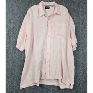 Indigo Palms Button Up Shirt Mens XXL Peach Short‎ Sleeve Textured 51-IP3496